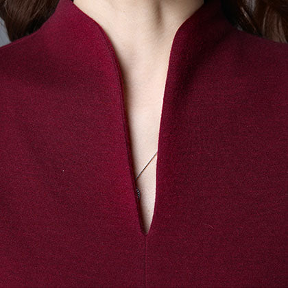 Women's Autumn Red Wool Dress C3635