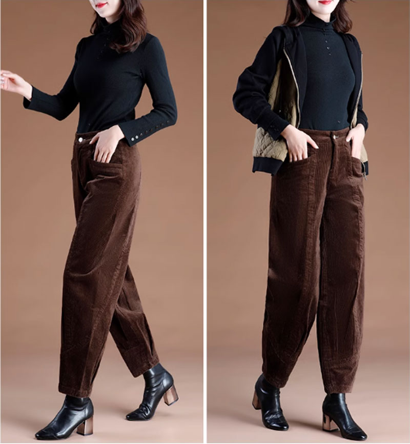 winter corduroy long pants women C3791
