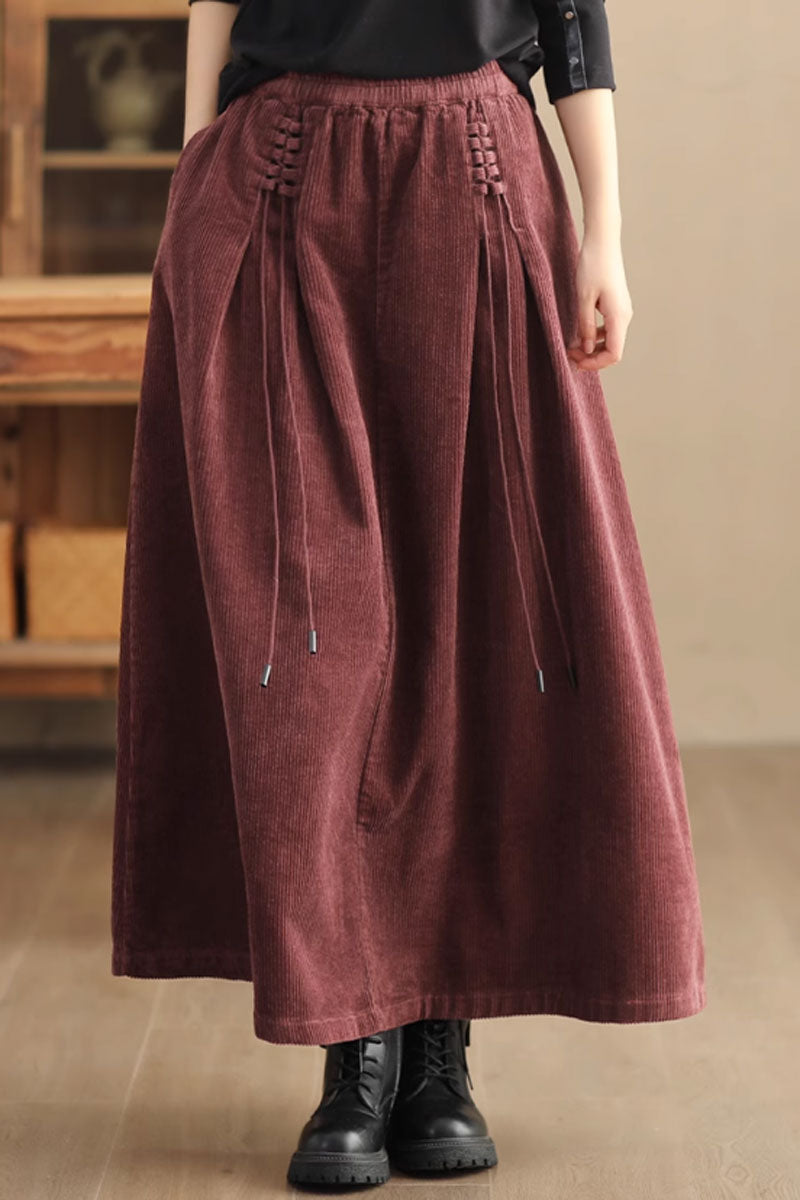 maxi corduroy skirt with pockets C3900