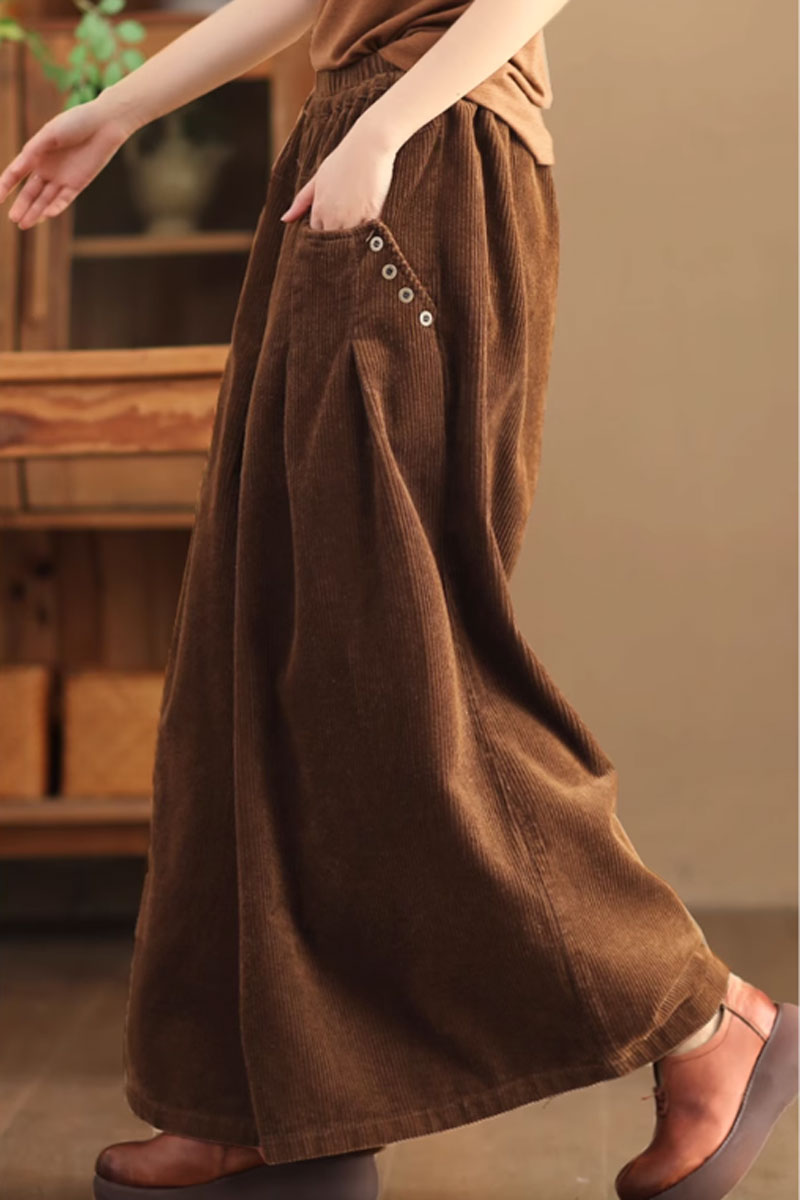 wide leg womens corduroy pants C3899
