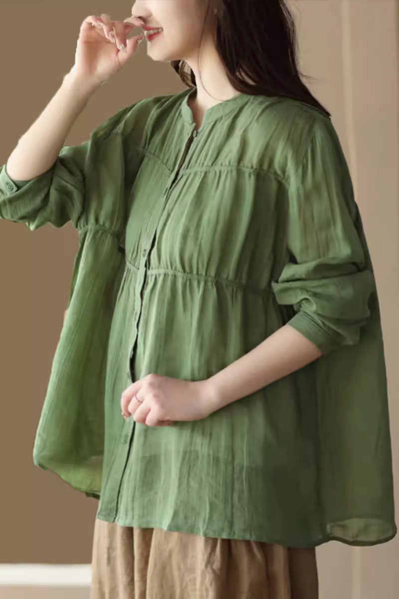 womens summer linen loose fitting blouse C3865