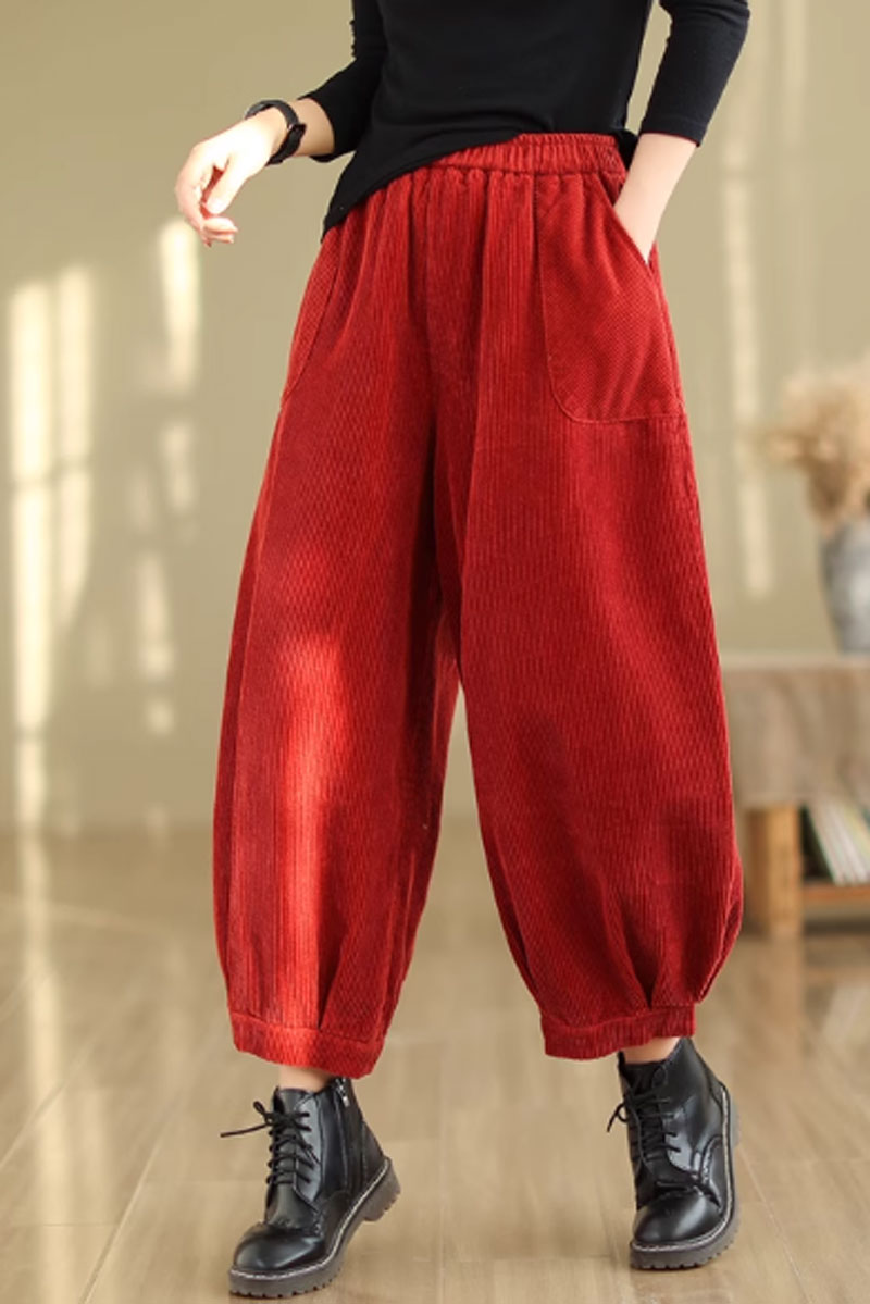 loose fitting corduroy pants for women C3815