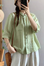 Load image into Gallery viewer, short sleeves summer linen shirt top C3845
