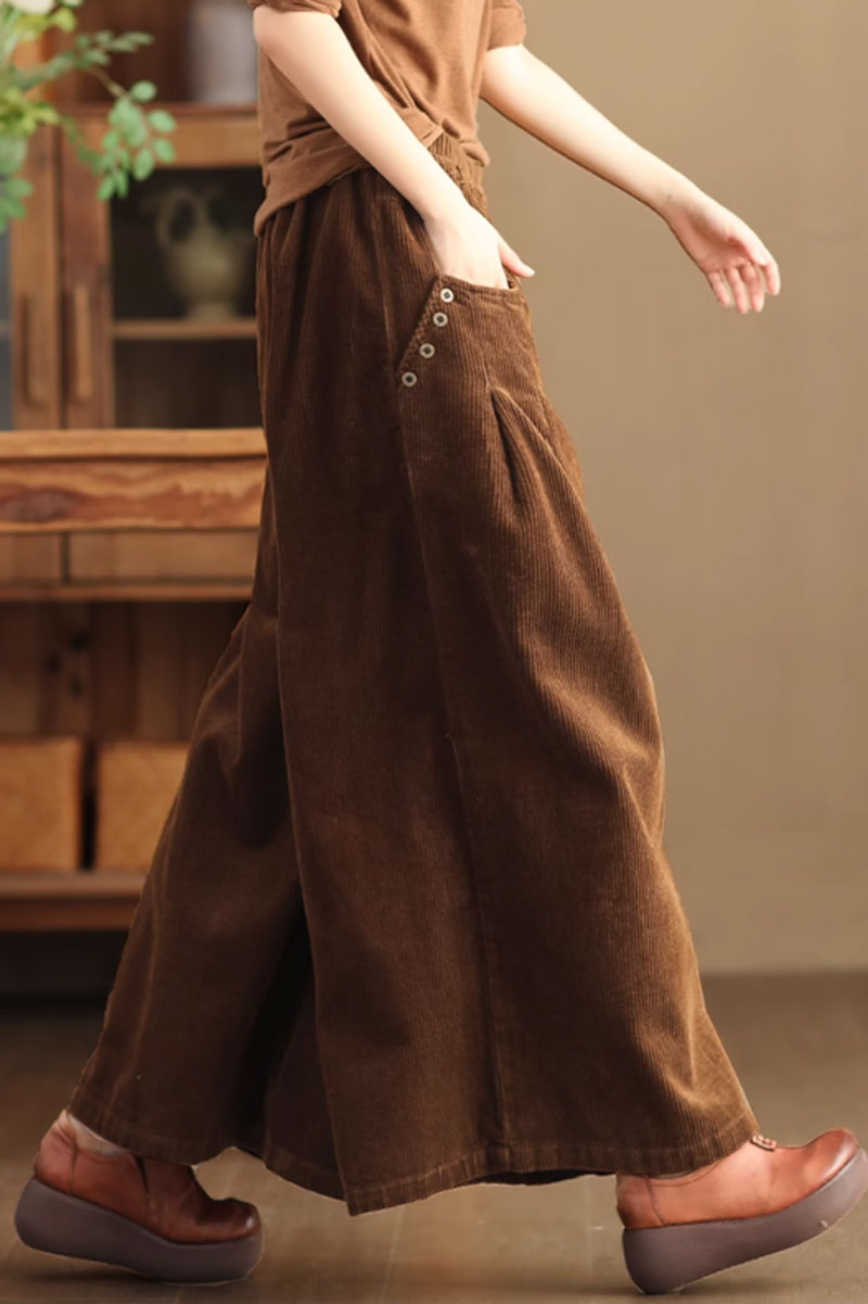 wide leg womens corduroy pants C3899