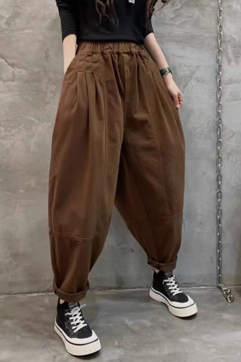 Plus size cotton blend pants for women C3816