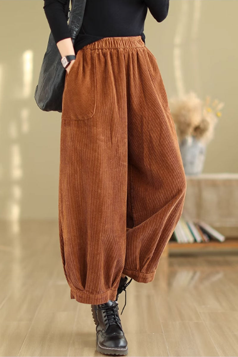 loose fitting corduroy pants for women C3815