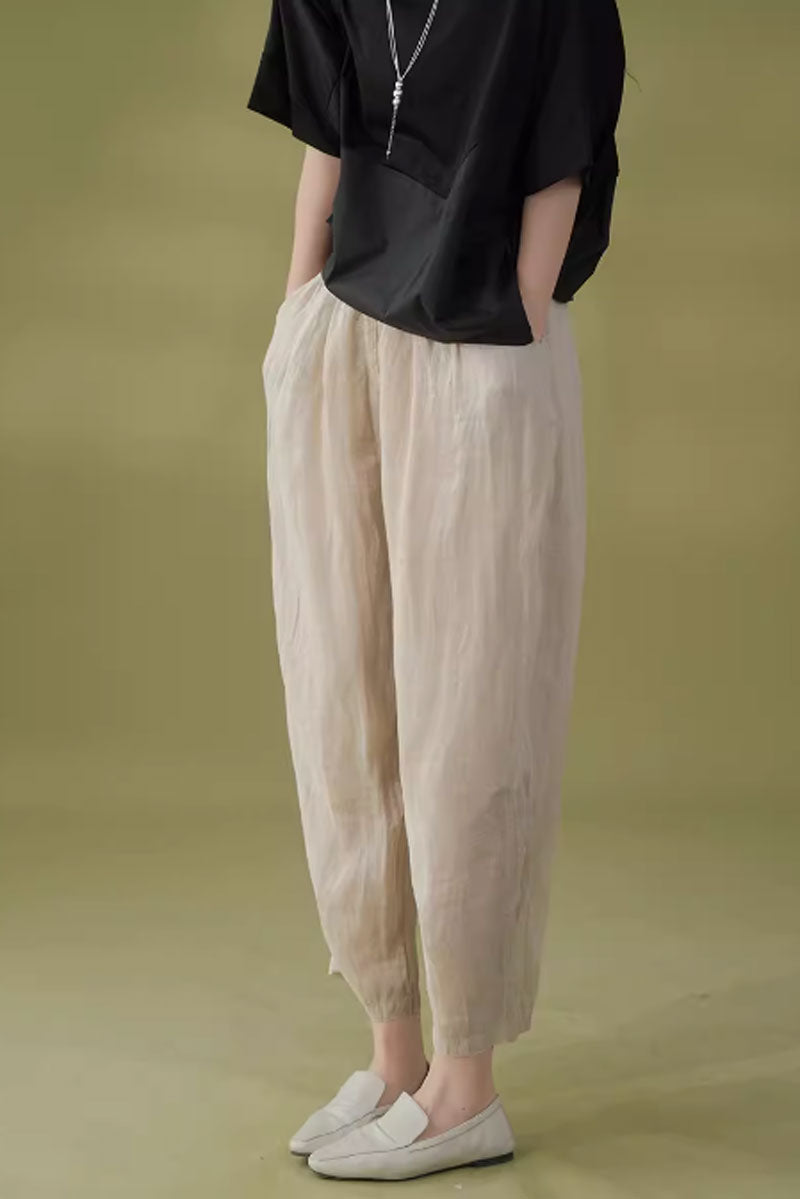 spring loose fitting linen pants women  C3853