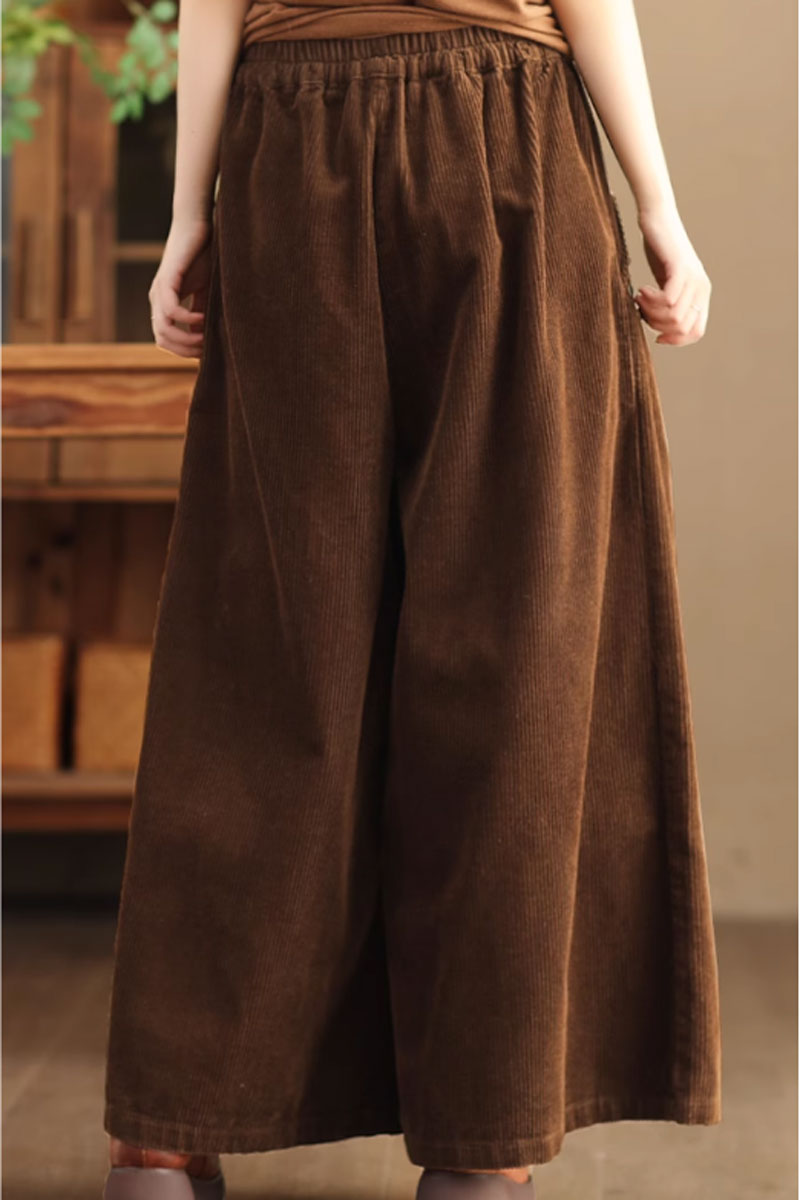 wide leg womens corduroy pants C3899