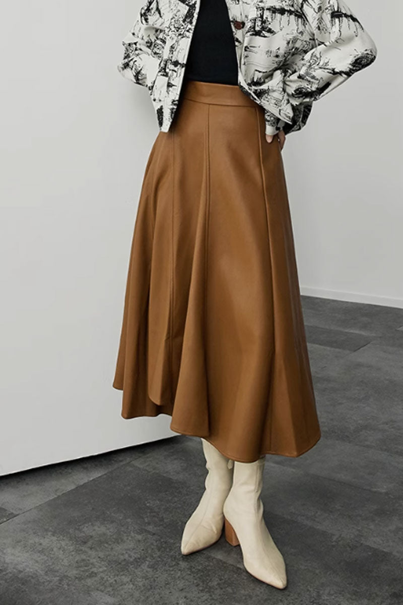 High waist winter PU skirt women C3520