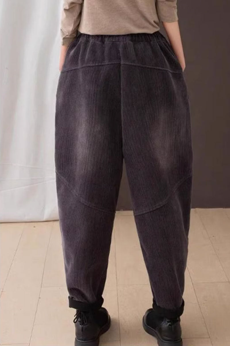 long corduroy pants with elastic waist C3813
