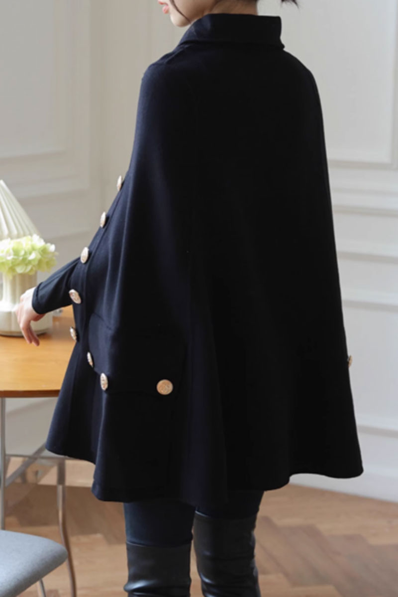 Double breasted military wool cape women C3656