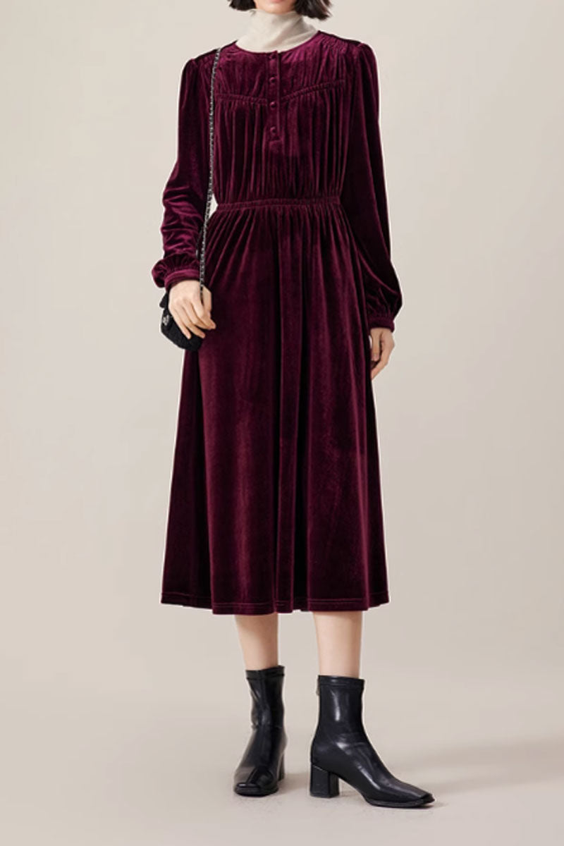 long sleeves velvet dress women  C3833