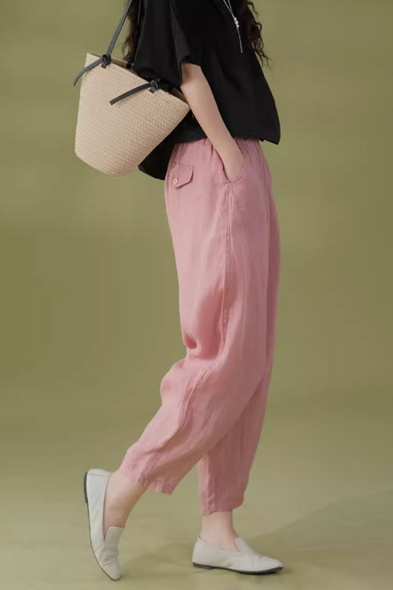 spring loose fitting linen pants women  C3853
