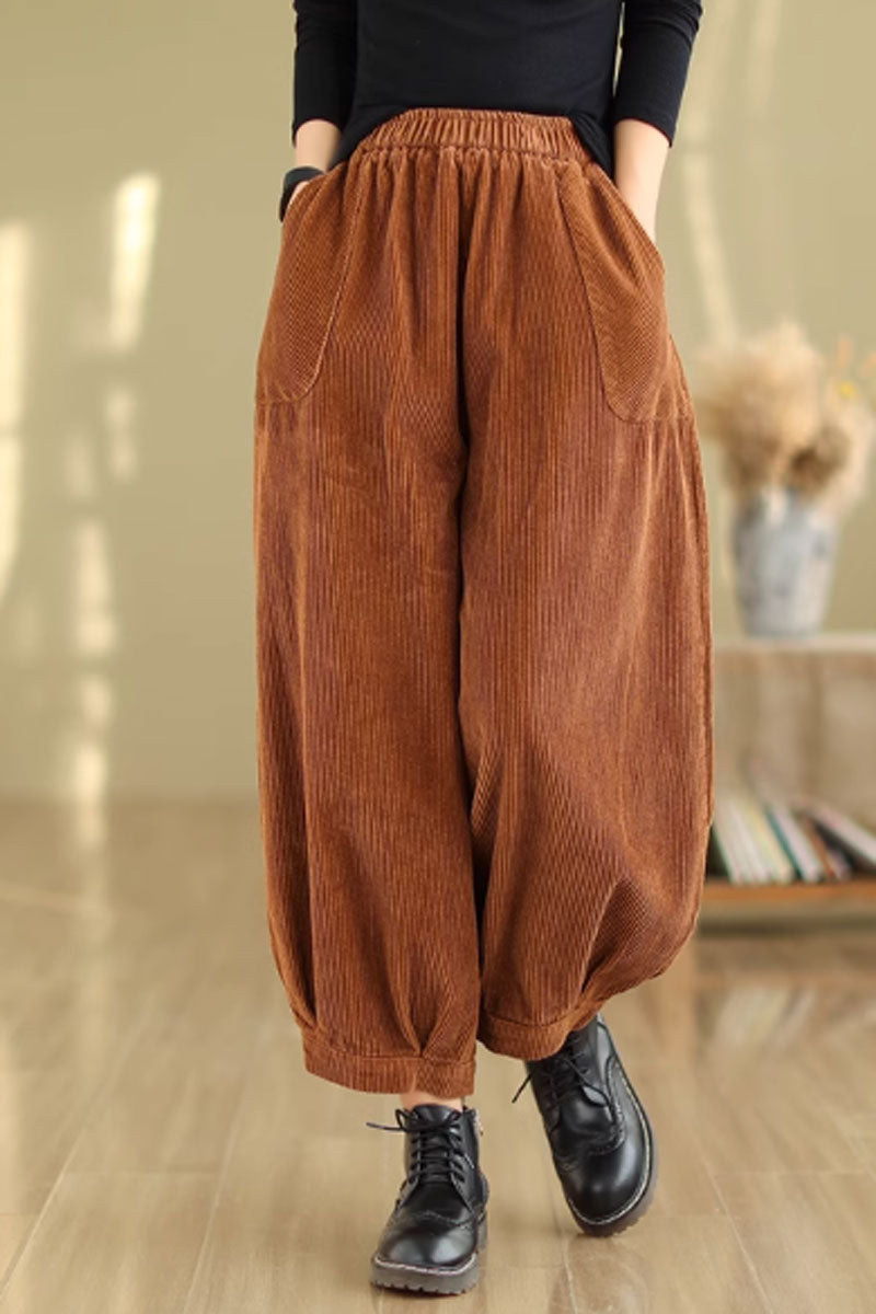 loose fitting corduroy pants for women C3815