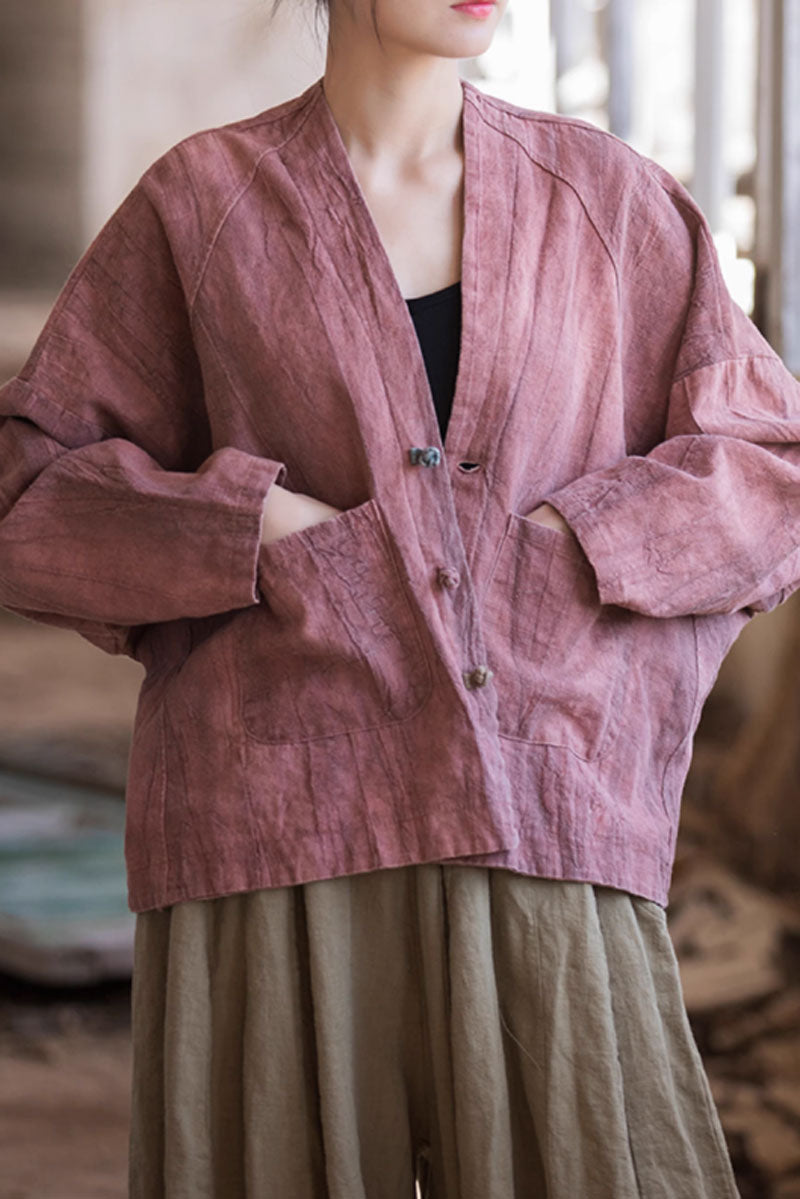 Spring womens linen shirt blouse C3846