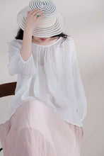 Load image into Gallery viewer, loose fitting summer casual linen blouse  C3854
