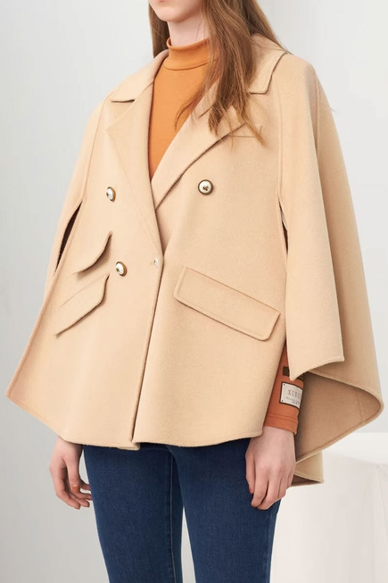 Loose fitting winter wool cape coat women C3670