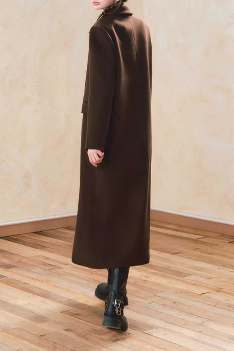 double breasted winter long wool coat c3743
