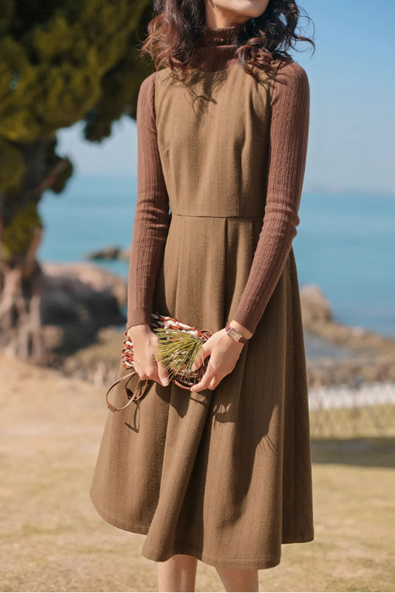 vintage sleeveless autumn/winter dress women  C3826