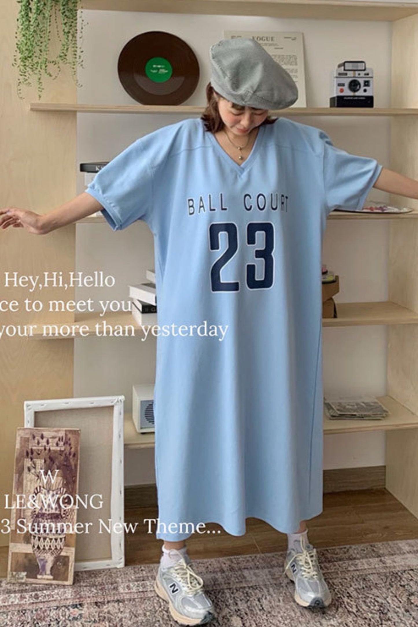 V-neck loose fitting casual T-shirt dress C3404