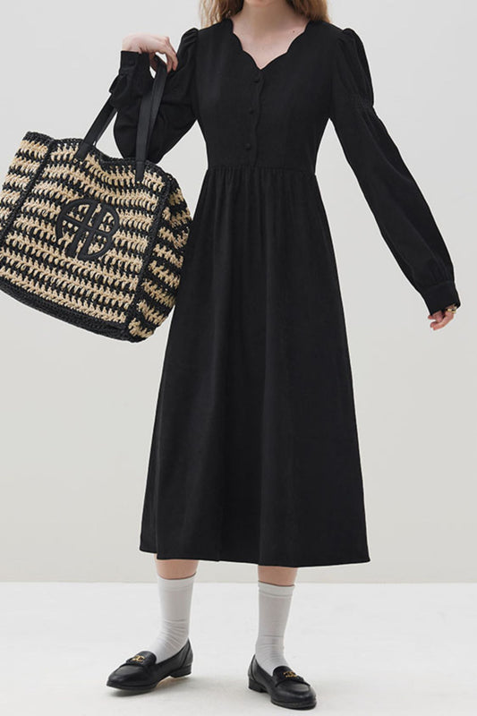 French Vintage Long Sleeved Dress  C3634