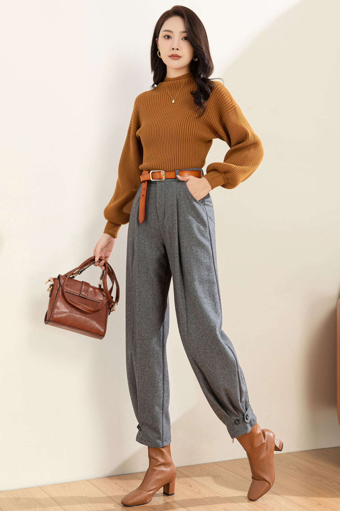 Gray Wool Tapered Pants C4462