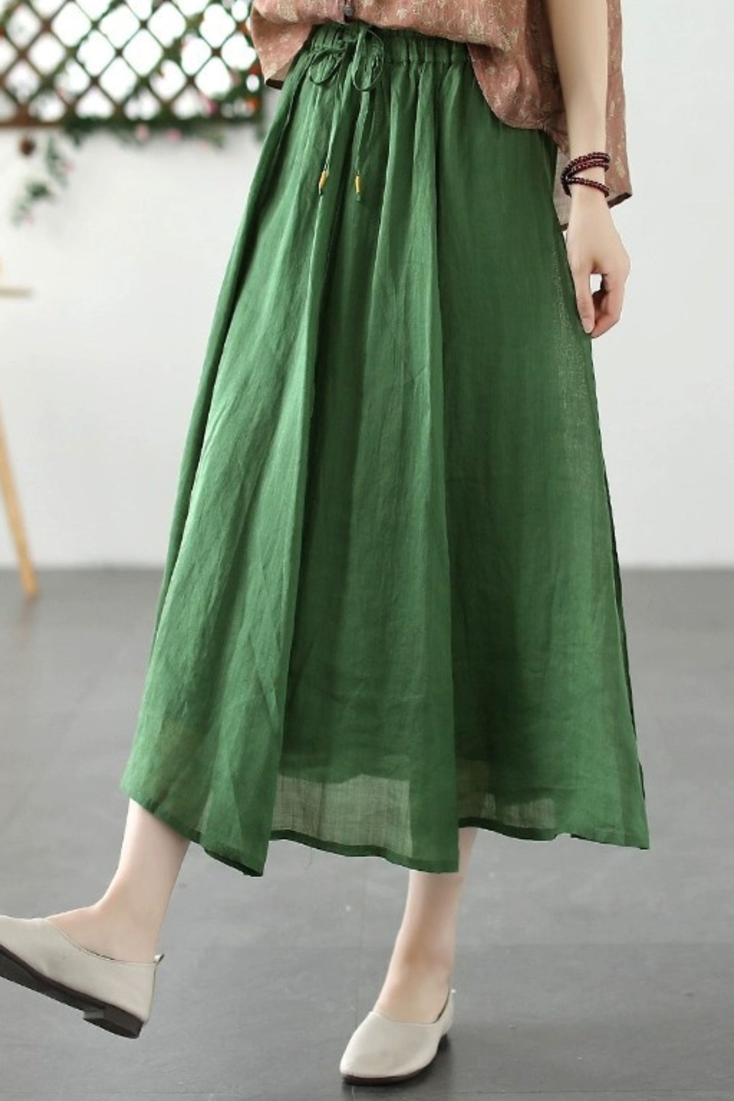 Summer high waist A-line elastic waist skirt TT0036