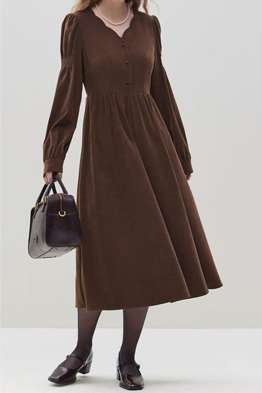 French Vintage Long Sleeved Dress  C3632