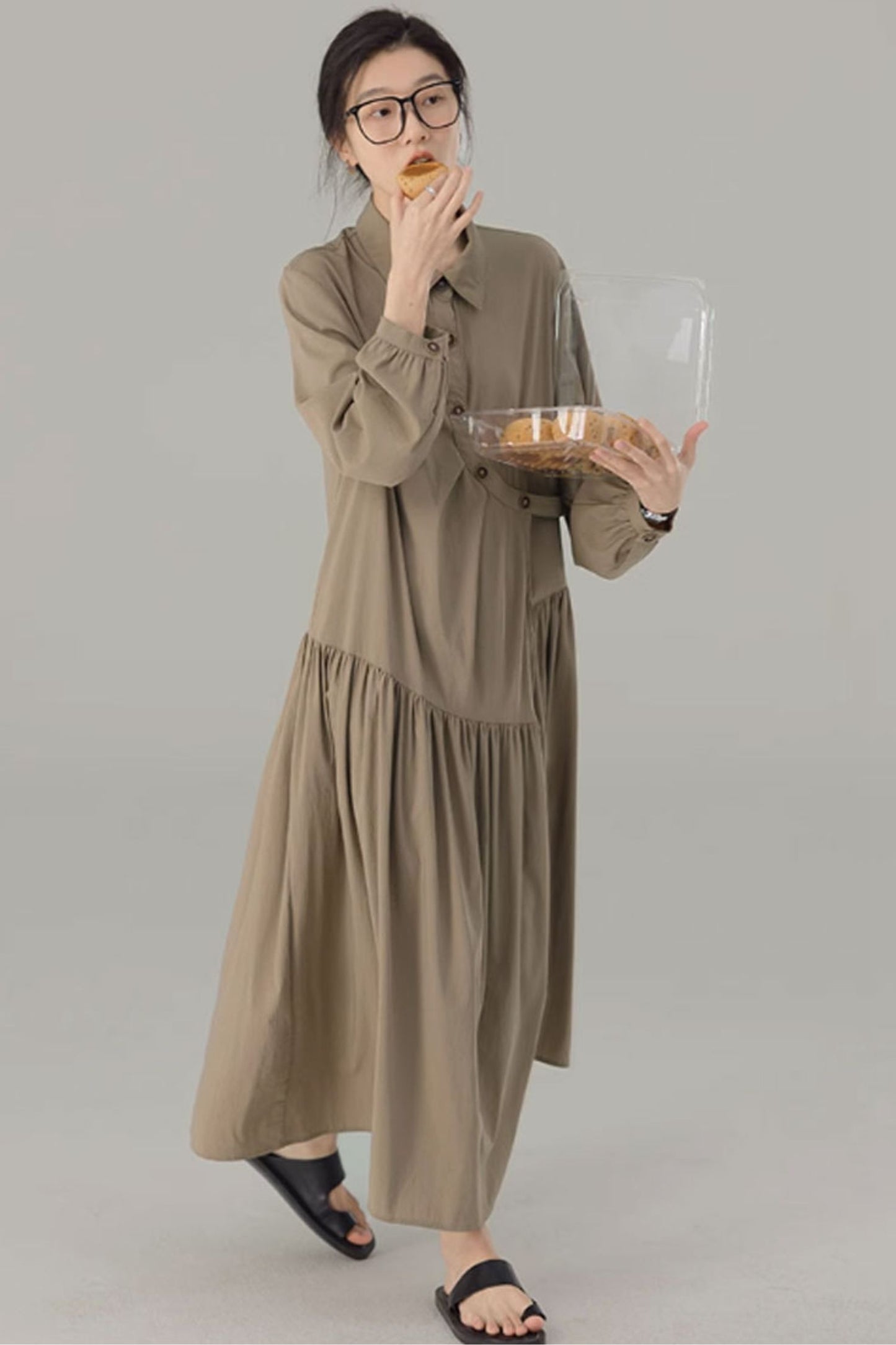 Long sleeves irregular dress for women C3497