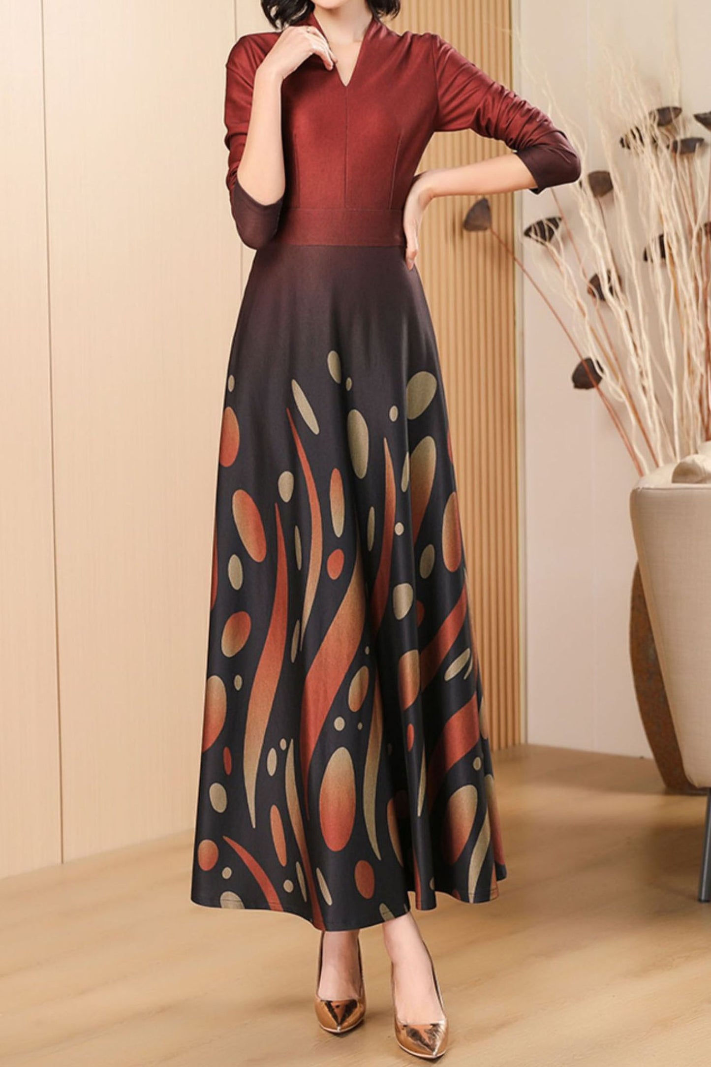 Long sleeves loose fitting dress C3636
