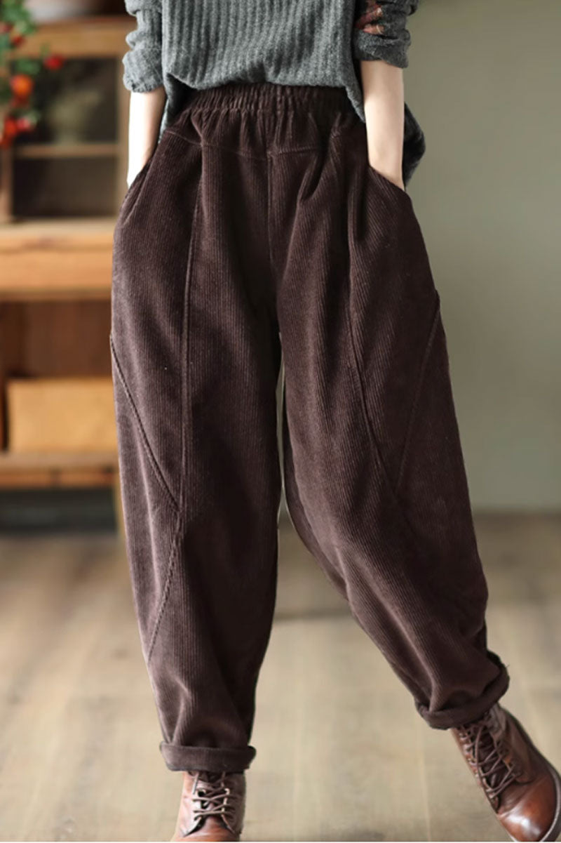 Loose fitting corduroy long pants women C3804