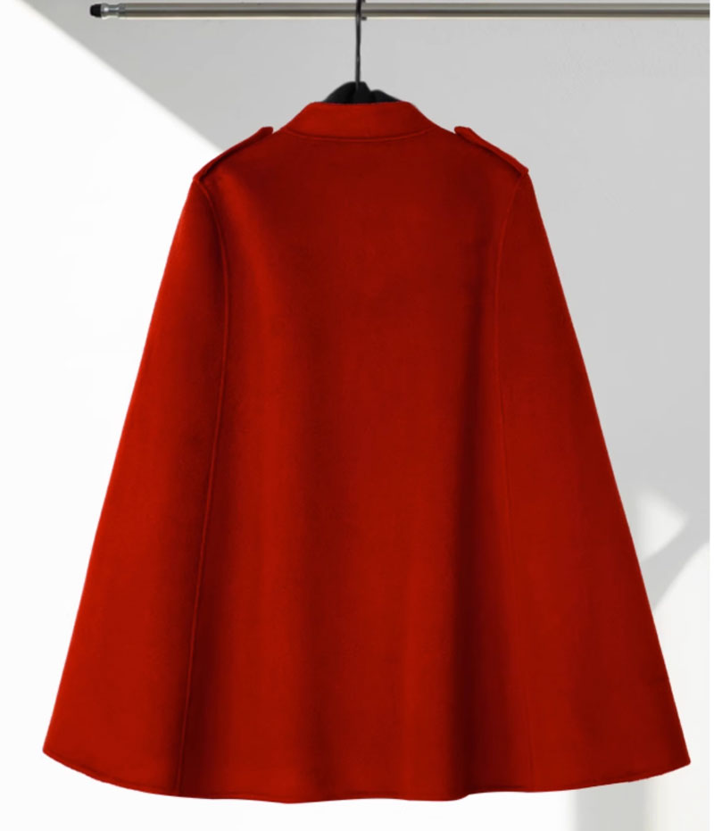 Double breasted winter wool cape women C3653