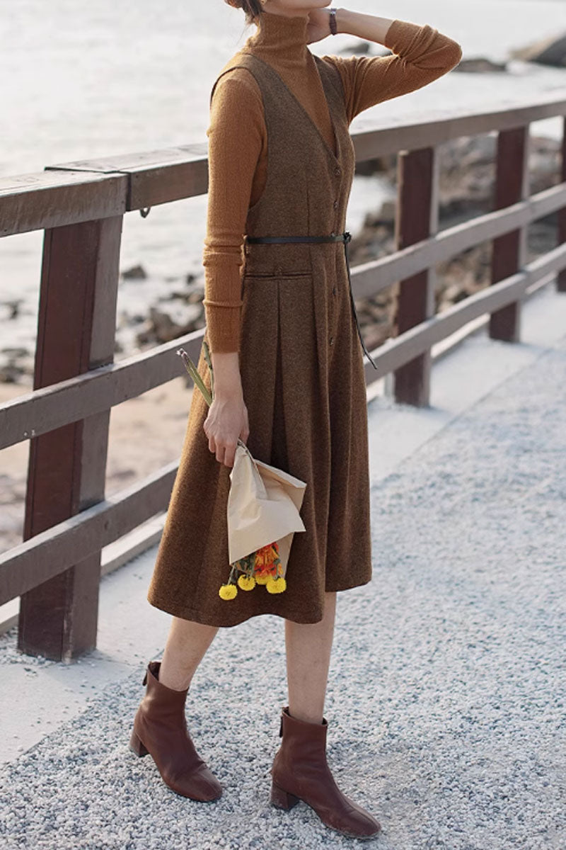 womens vintage sleeves wool dress  C3825