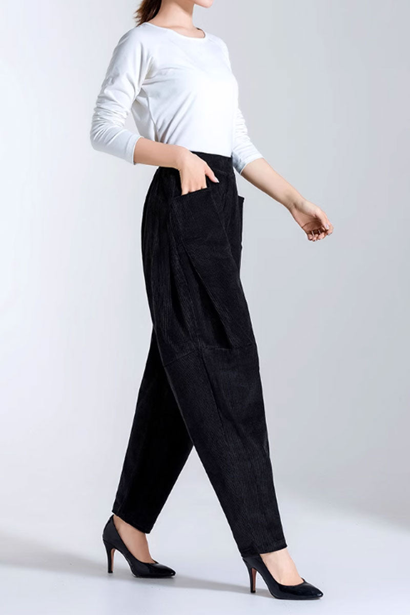 loose fitting winter corduroy pants women C3790