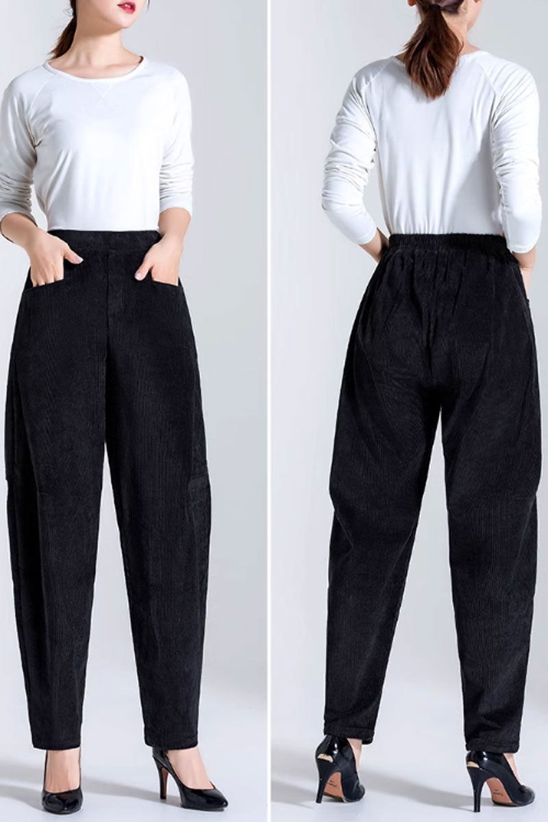 loose fitting winter corduroy pants women C3790
