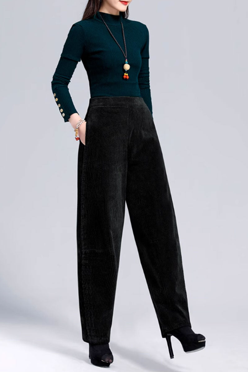 loose fitting winter corduroy pants women C3789