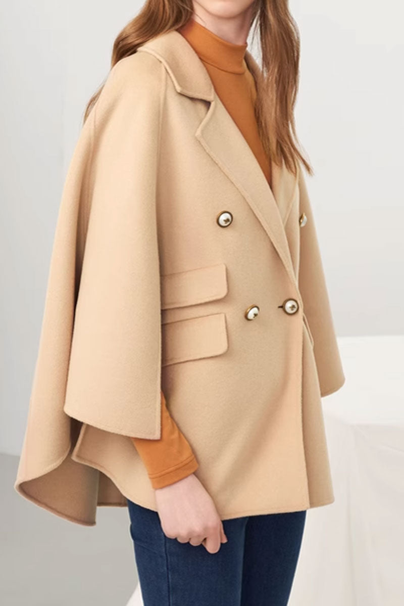 Loose fitting winter wool cape coat women C3670