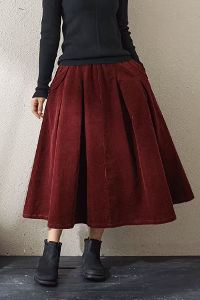A line swing corduroy spring skirt C3902