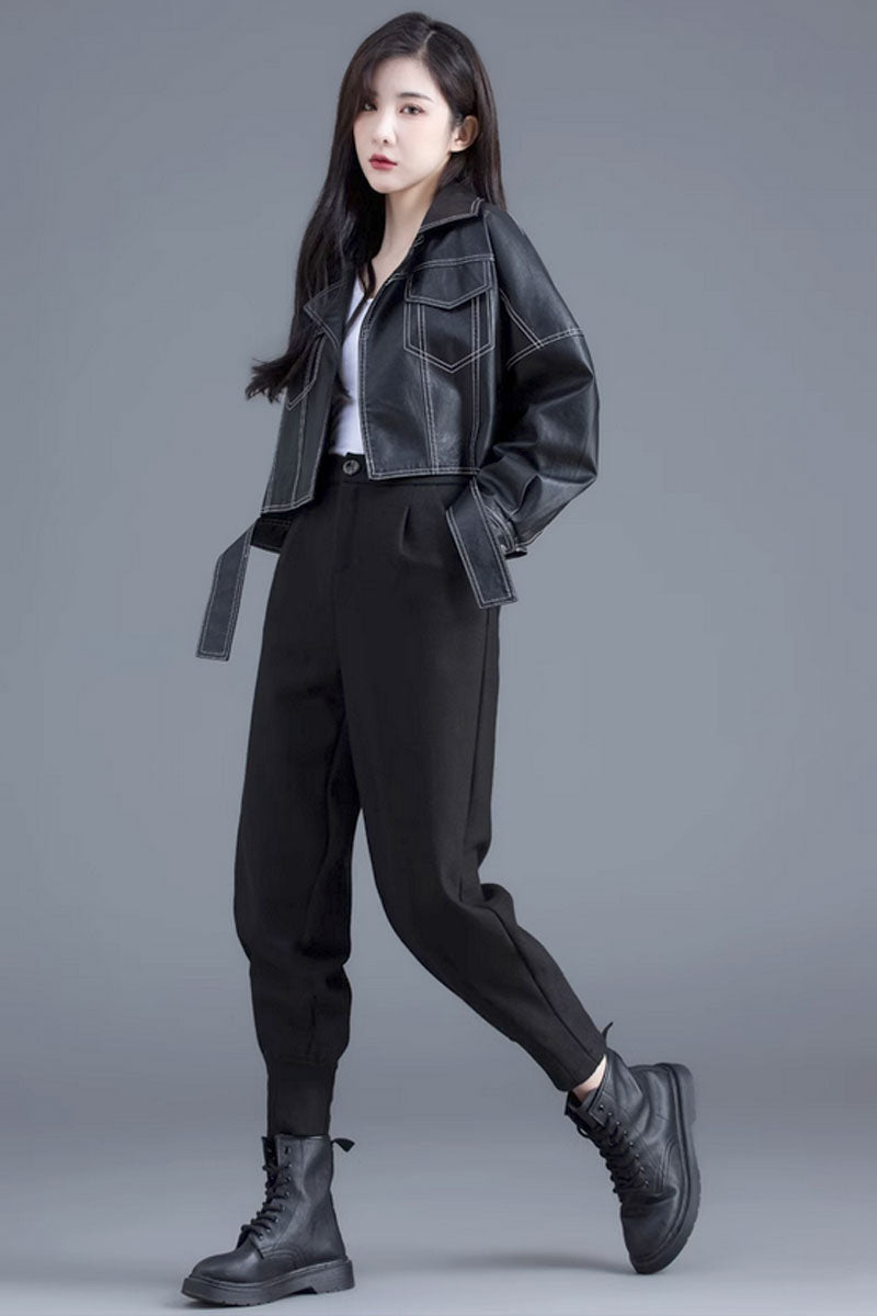 womens winter wool pants with loose fitting legs C3435