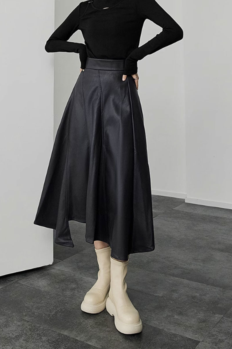 High waist winter PU skirt women C3520