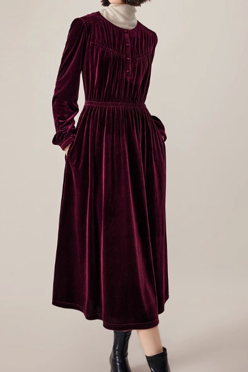 long sleeves velvet dress women  C3833
