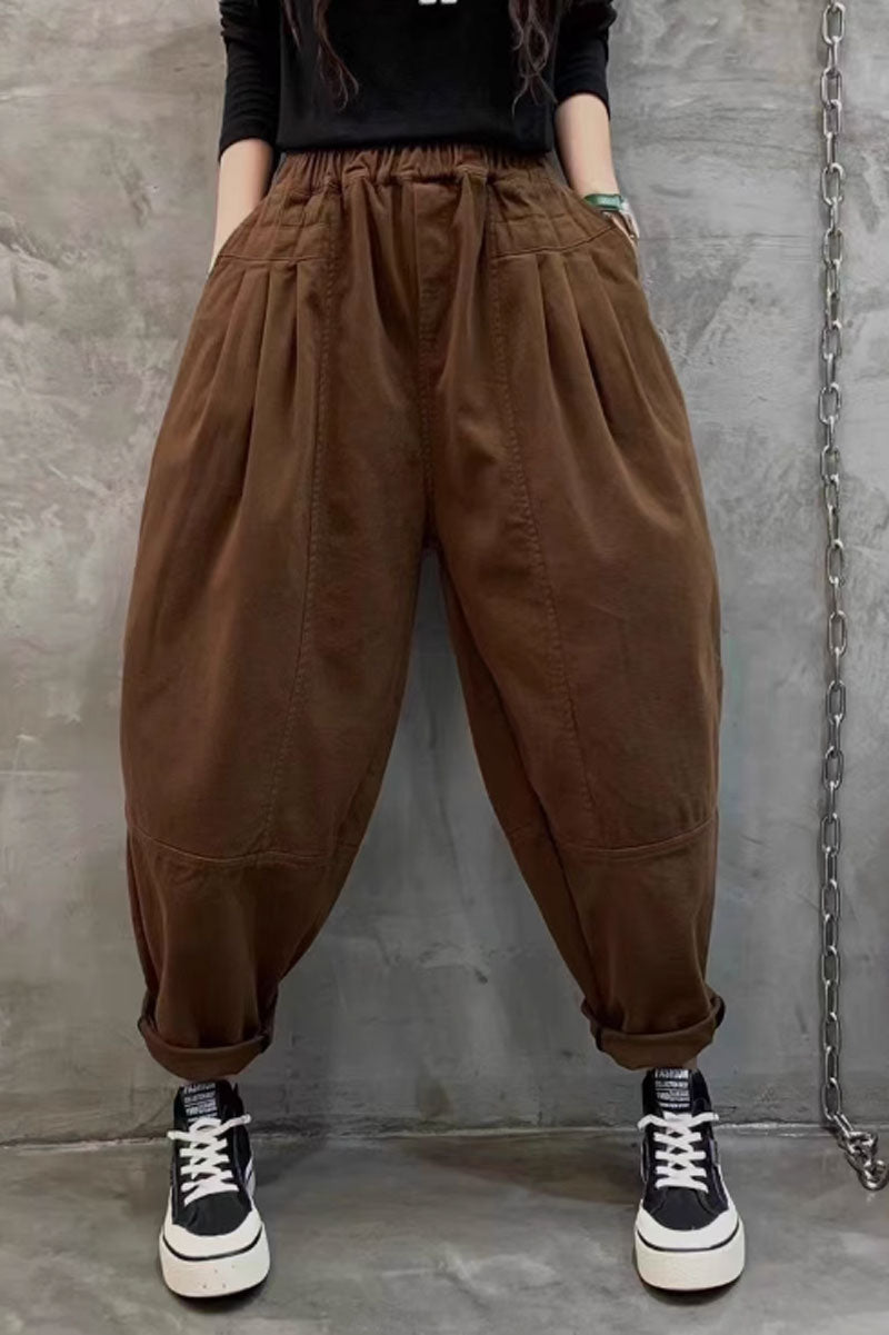 Plus size cotton blend pants for women C3816