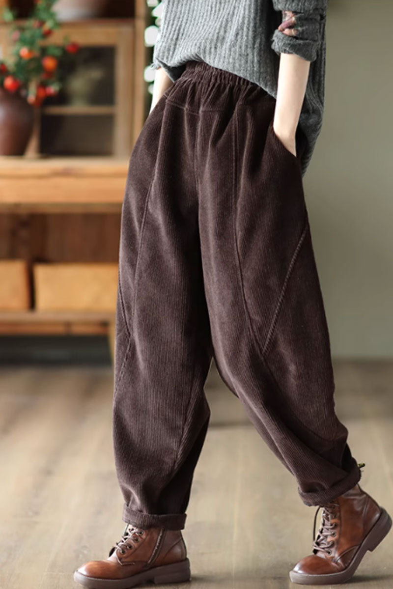 Loose fitting corduroy long pants women C3804