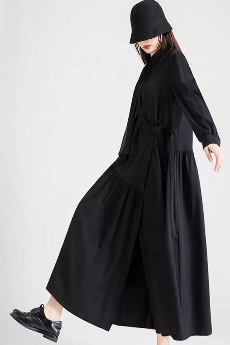 black long sleeves shirt dress women autumn C3501