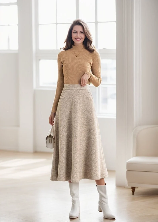 High Waisted Wool Skirt C3556