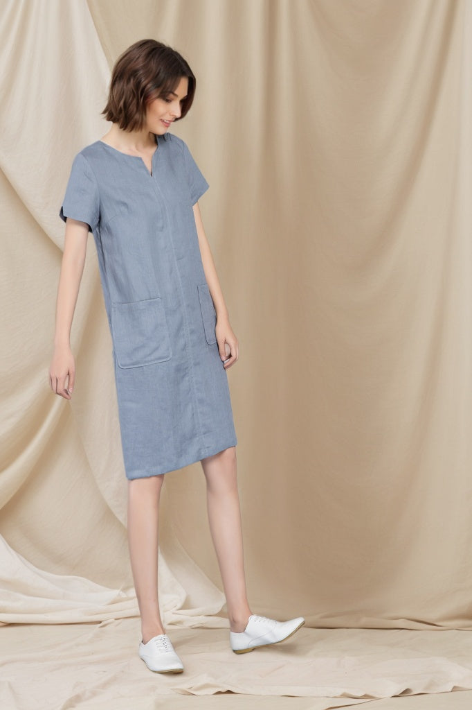 Shift summer Linen simple dress women C4802
