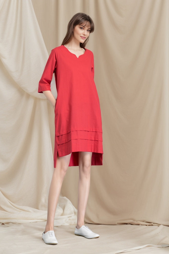 summer women linen dress with loose waist C4803