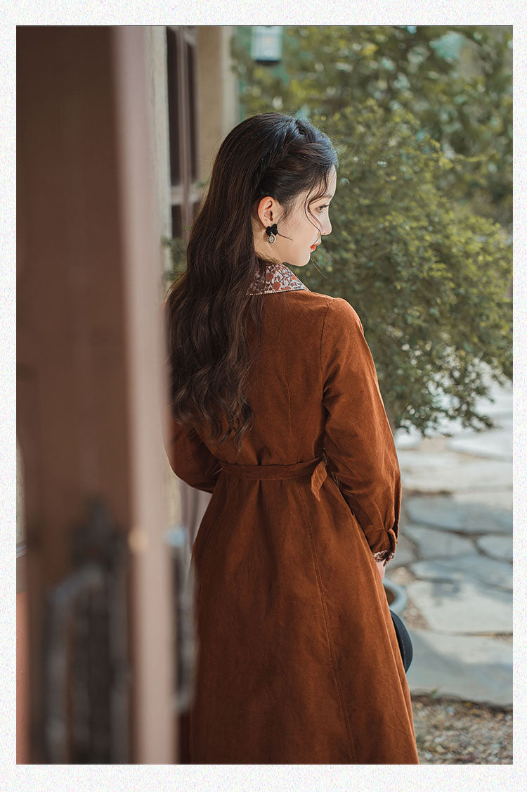 Corduroy autumn shirt dress women TT5034