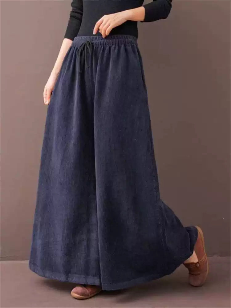 Elastic waist corduroy pants women TT5038