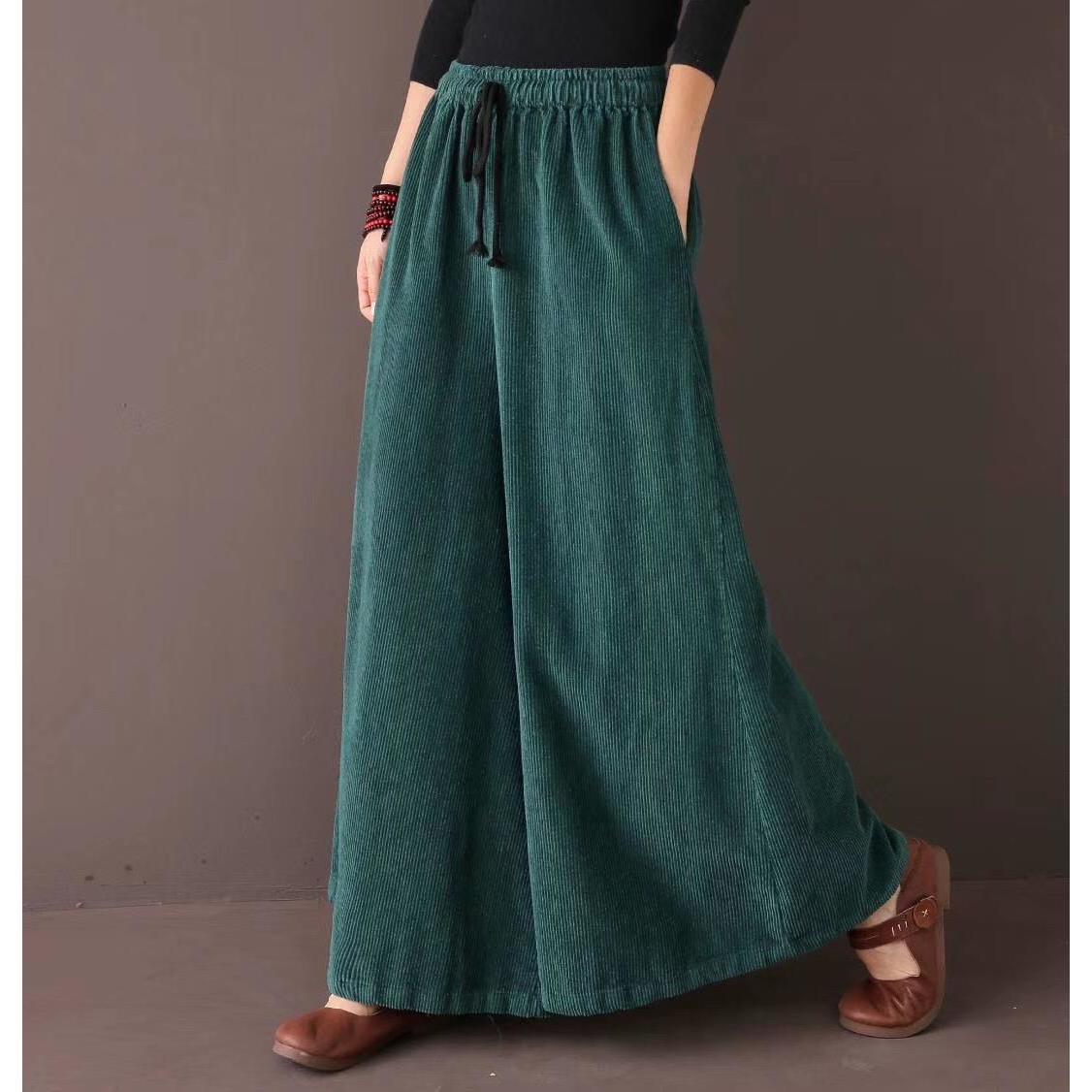 Elastic waist corduroy pants women TT5038
